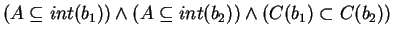 $ (A \subseteq int(b_1)) \land (A \subseteq int(b_2)) \land (C(b_1) \subset
C(b_2))$